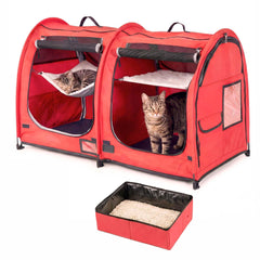 Porayhut Mispace cage chat double compartiments offrant espace spacieux pour se détendre