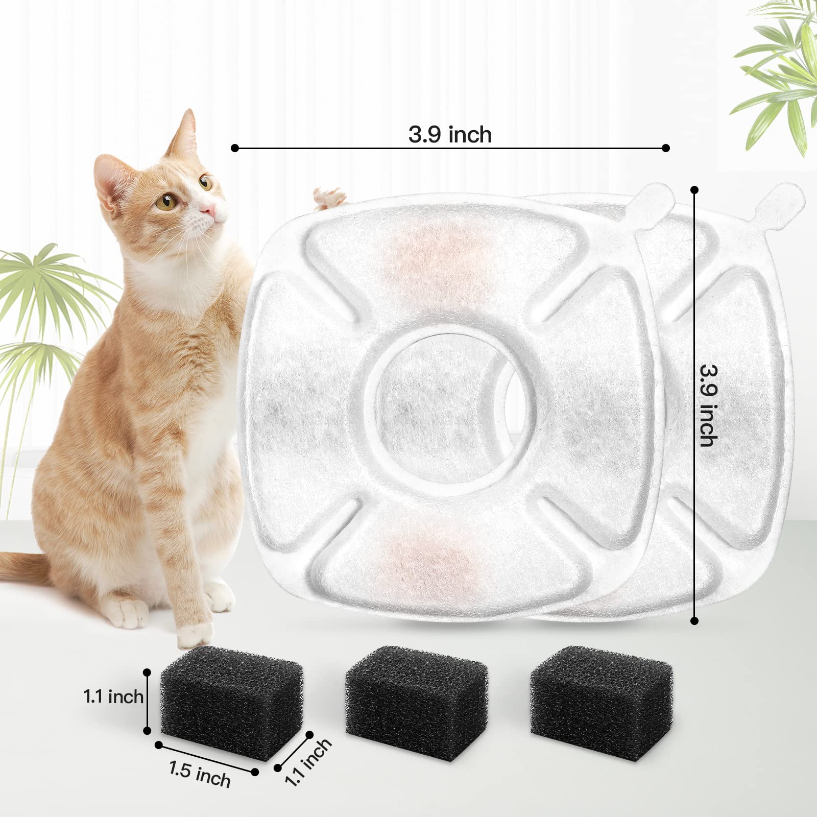 Éponge pré-filtre Porens pour chat, préparée facilement avant usage.