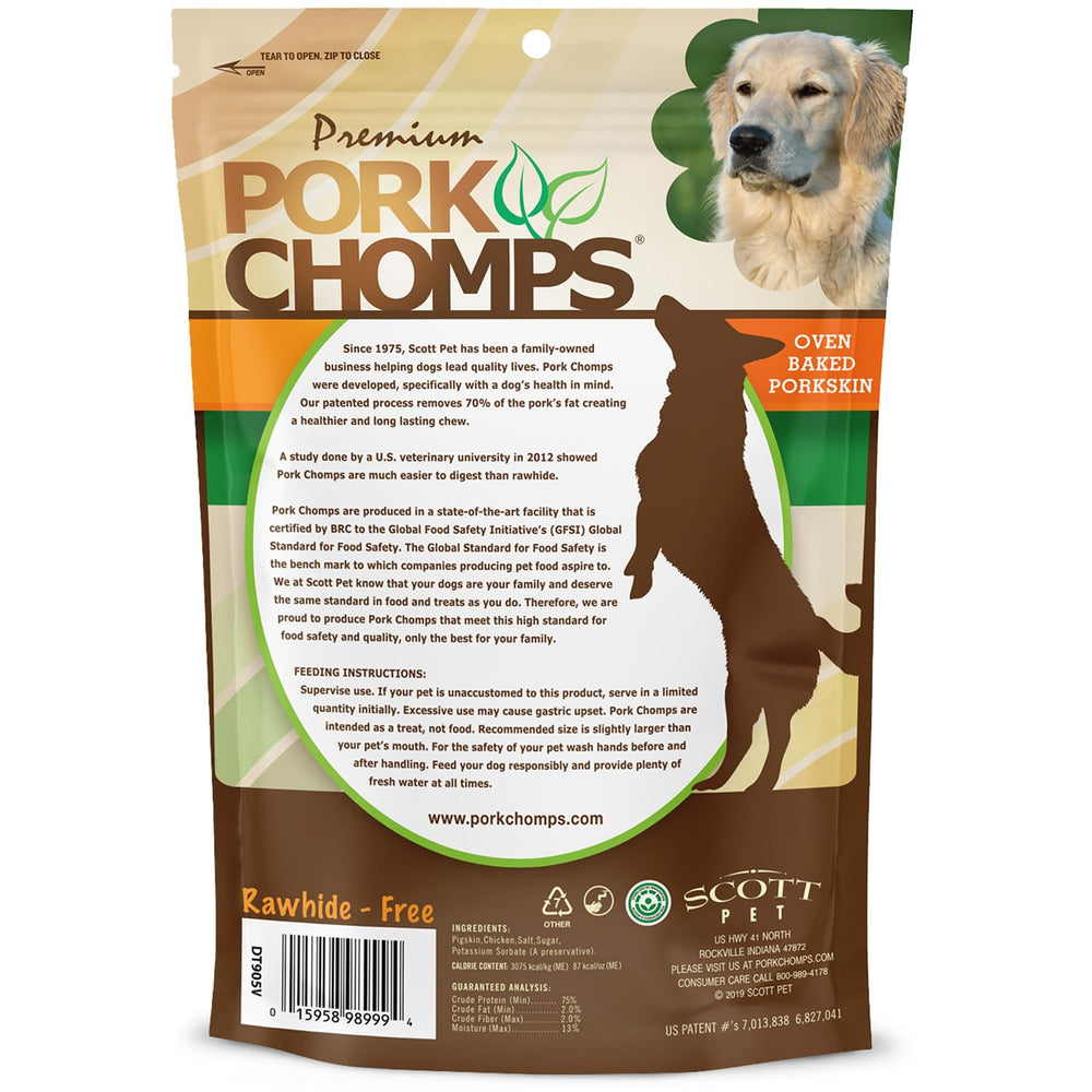 Pork Chomps adaptée à toutes les tailles de chiens.