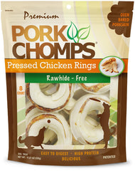 Pork Chomps: anneaux porc 2,5 pouces, mastiquer durable pour chiens actifs.