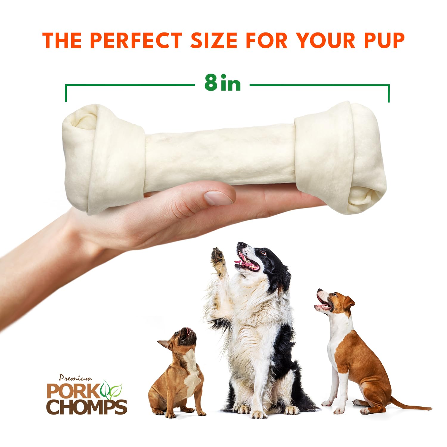Pork Chomps - emballage pratique pour chiens, facilité d'utilisation.