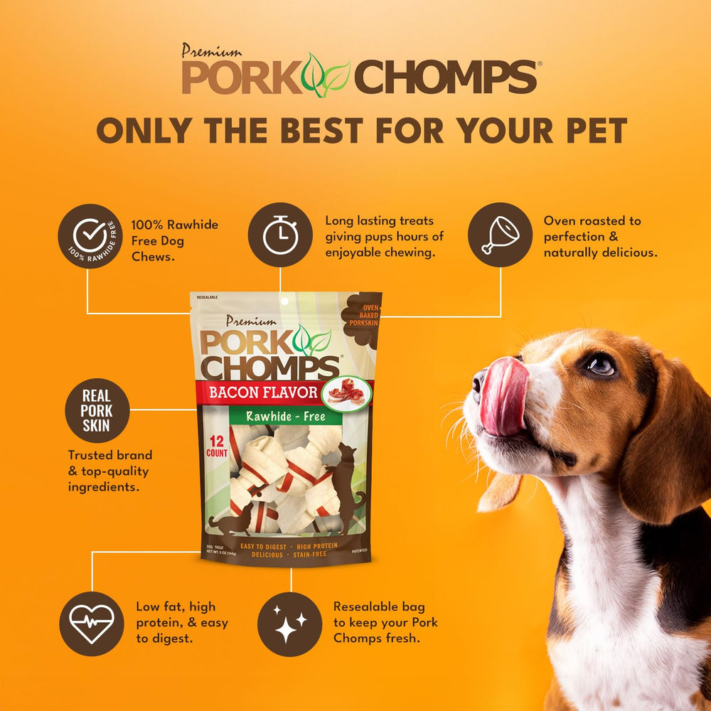 Pork Chomps emballage refermable pour conserver la fraîcheur.