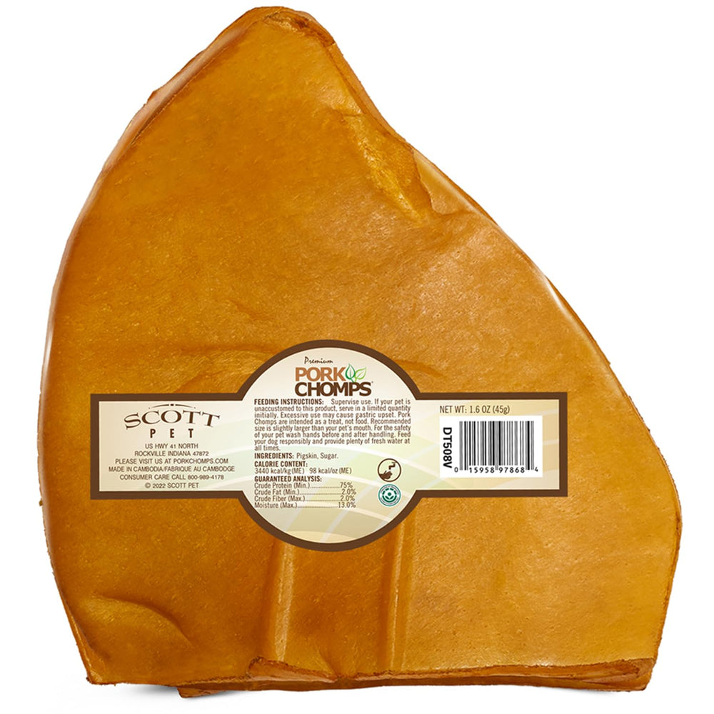 Pork Chomps emballage simple, pratique et facile à stocker.