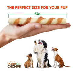 Pork Chomps enveloppe poulet reel, saveur authentique.