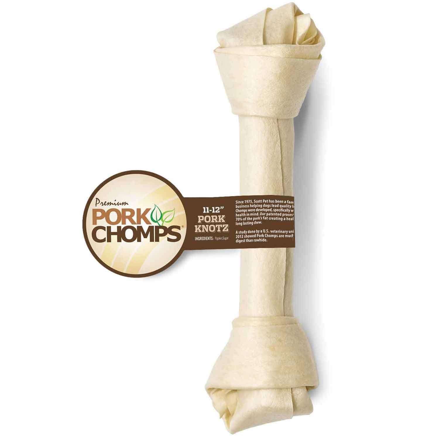 Format grande taille Pork Chomps, adapté aux grands chiens.