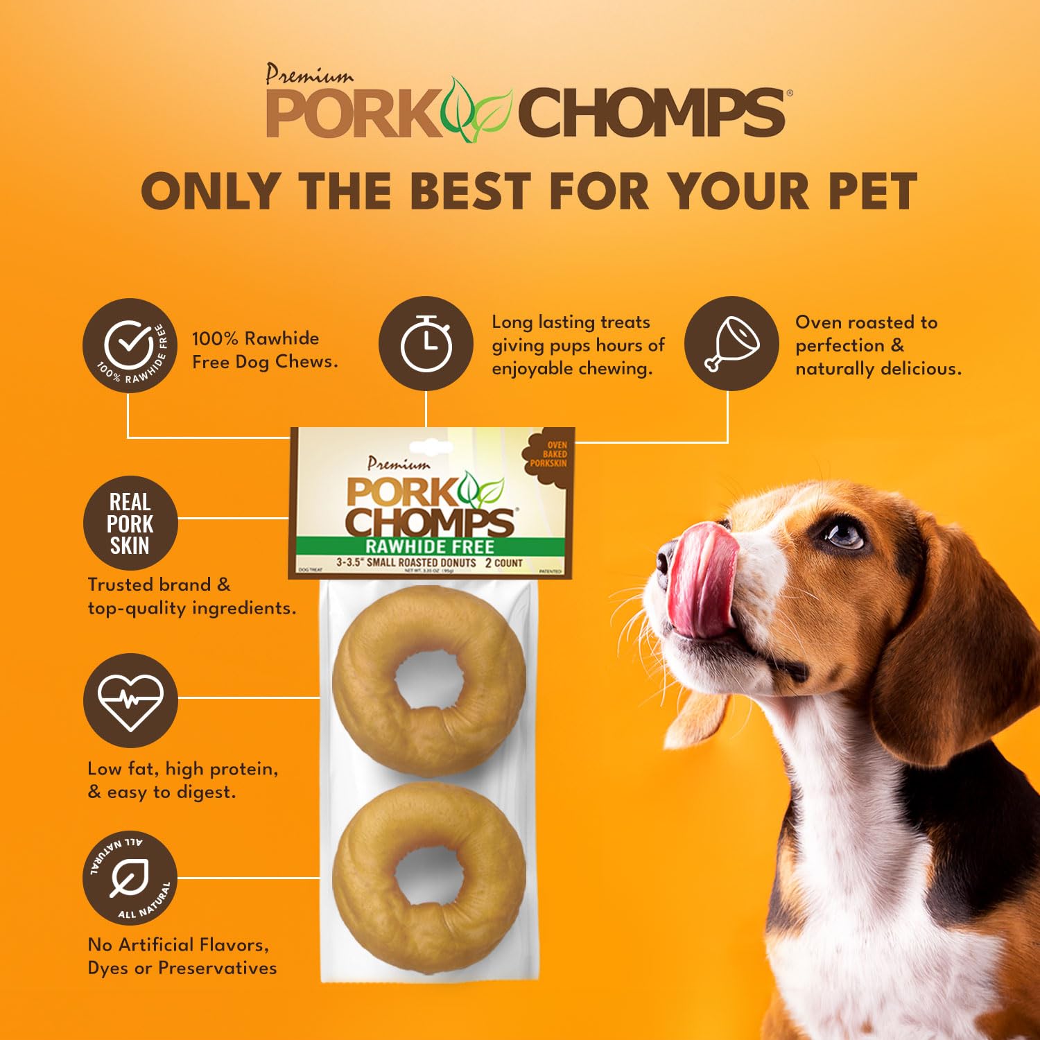 Pork Chomps gout-poulet-reel: saveur naturelle qui attire et récompense.