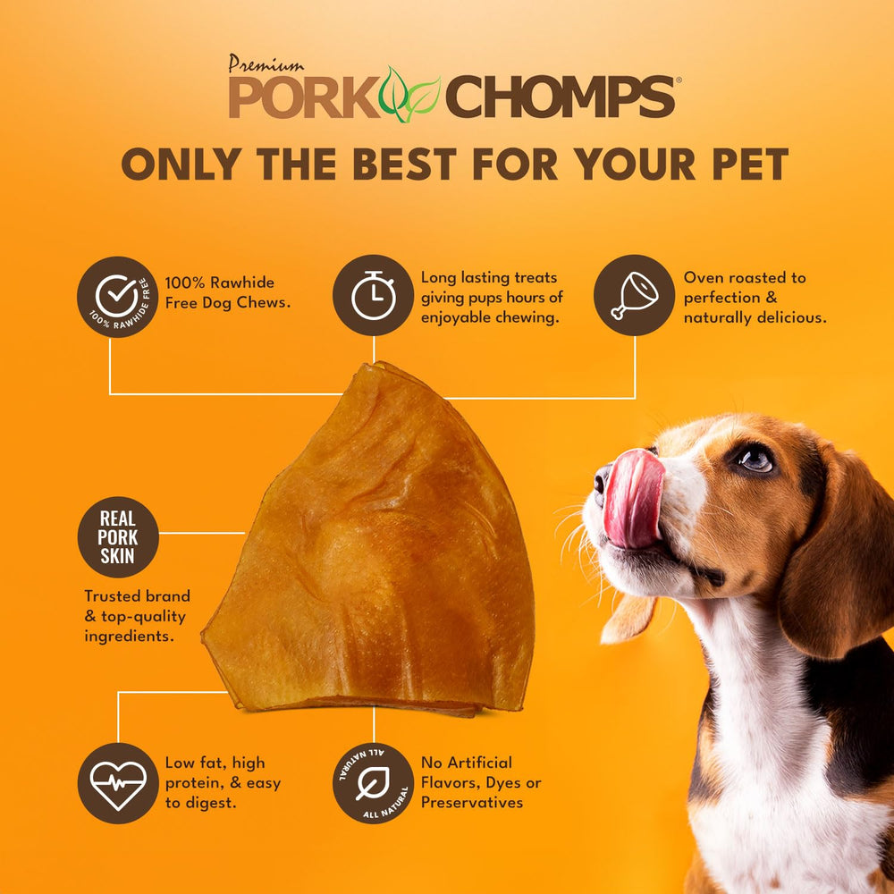 Pork Chomps ingrédients de qualité, peau de porc comme premier ingrédient.