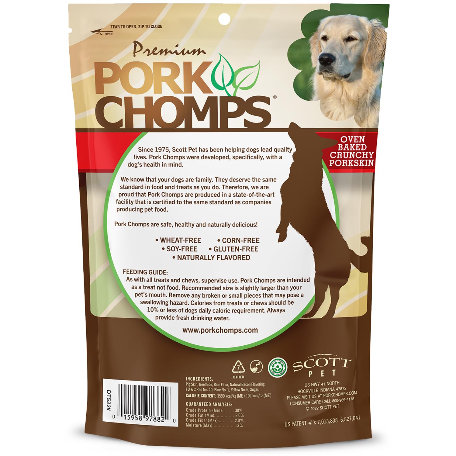 Pork Chomps: os croquants bacon 4 pouces, peau de porc réelle comme ingrédient principal.
