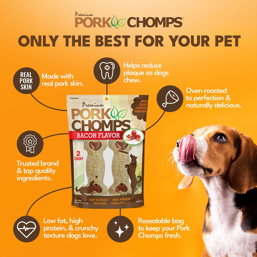 Pork Chomps: os croquants bacon 4 pouces, petit chien profitant friandise croustillante.