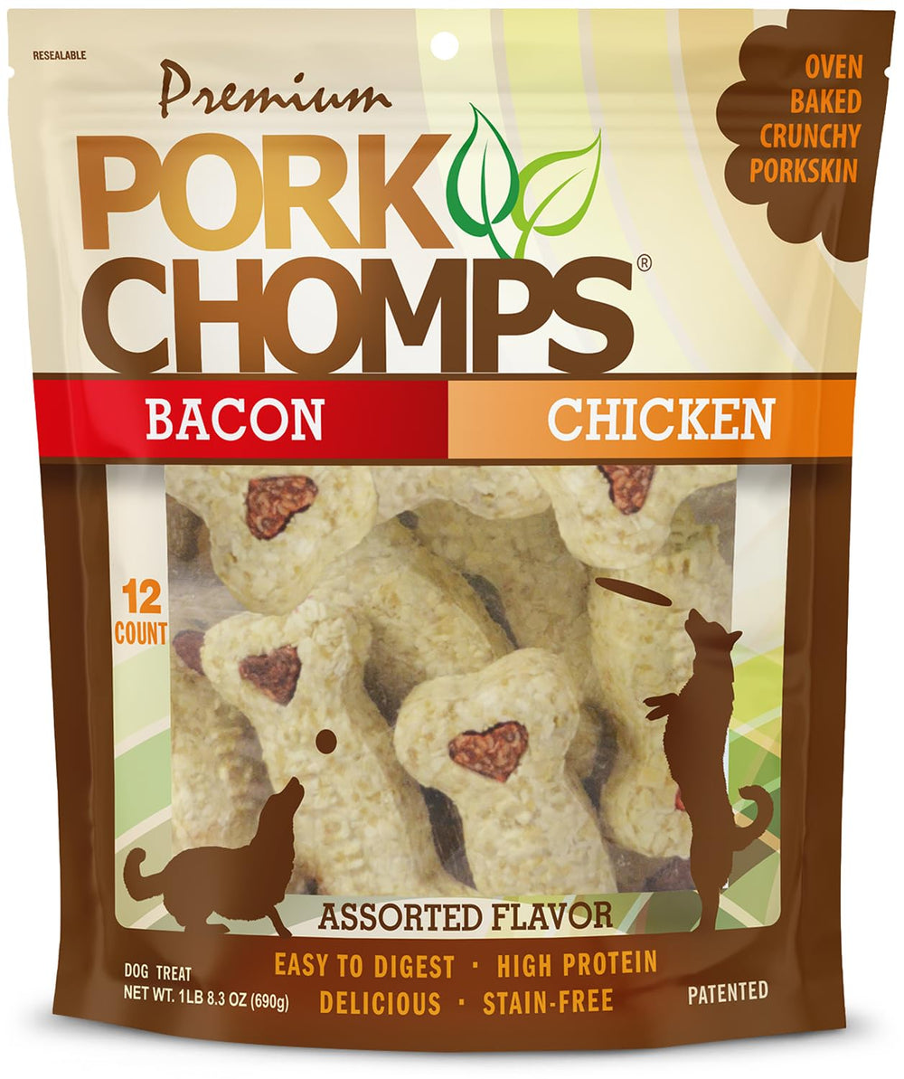 Pork Chomps os croustillants bacon-poulet dans un emballage refermable pratique