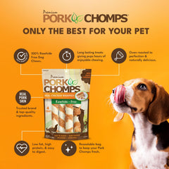 Pork Chomps paquet refermable: fraîcheur préservée entre les friandises.