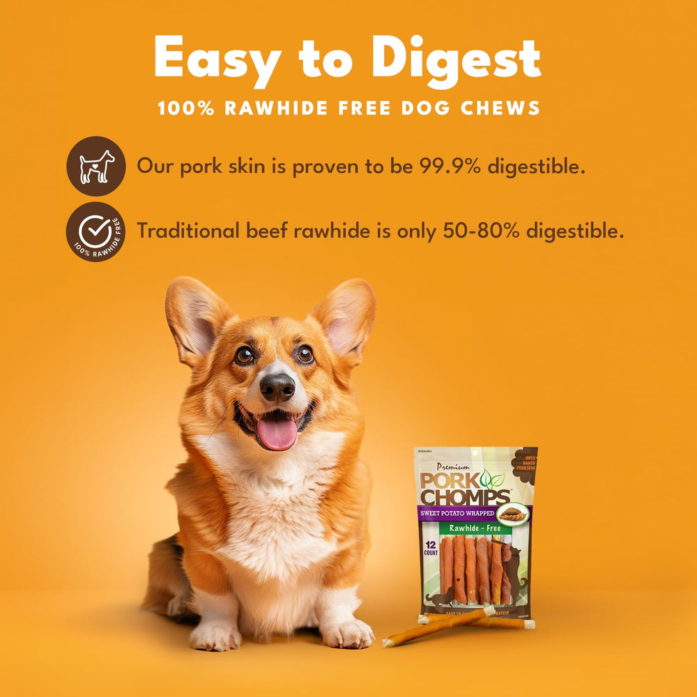 Pork Chomps : peau de porc cuite au four, goût naturel et digestion facilitée.