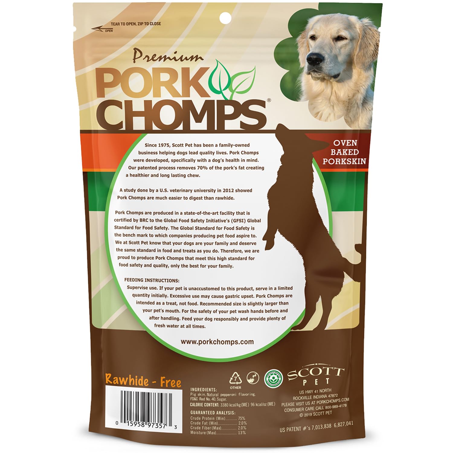 Pork Chomps goût appétissant, longue dégustation pour les chiens actifs.
