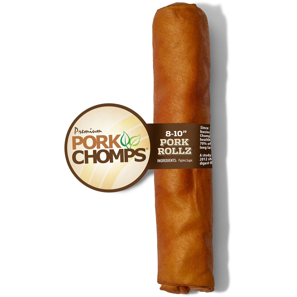 Pork Chomps, friandise riche en protéines du rouleau peau de porc rôti.