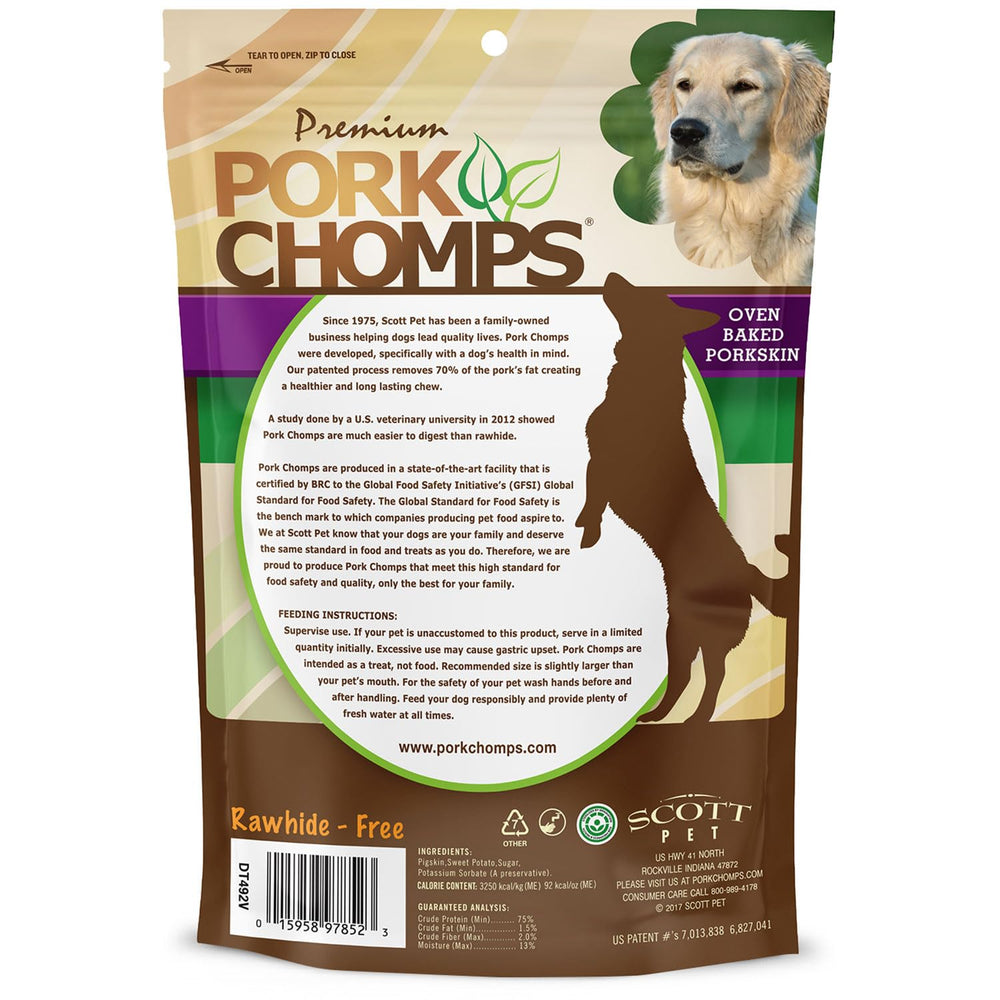Pork Chomps : sans additifs artificiels et sans cuir brut, friandise saine.