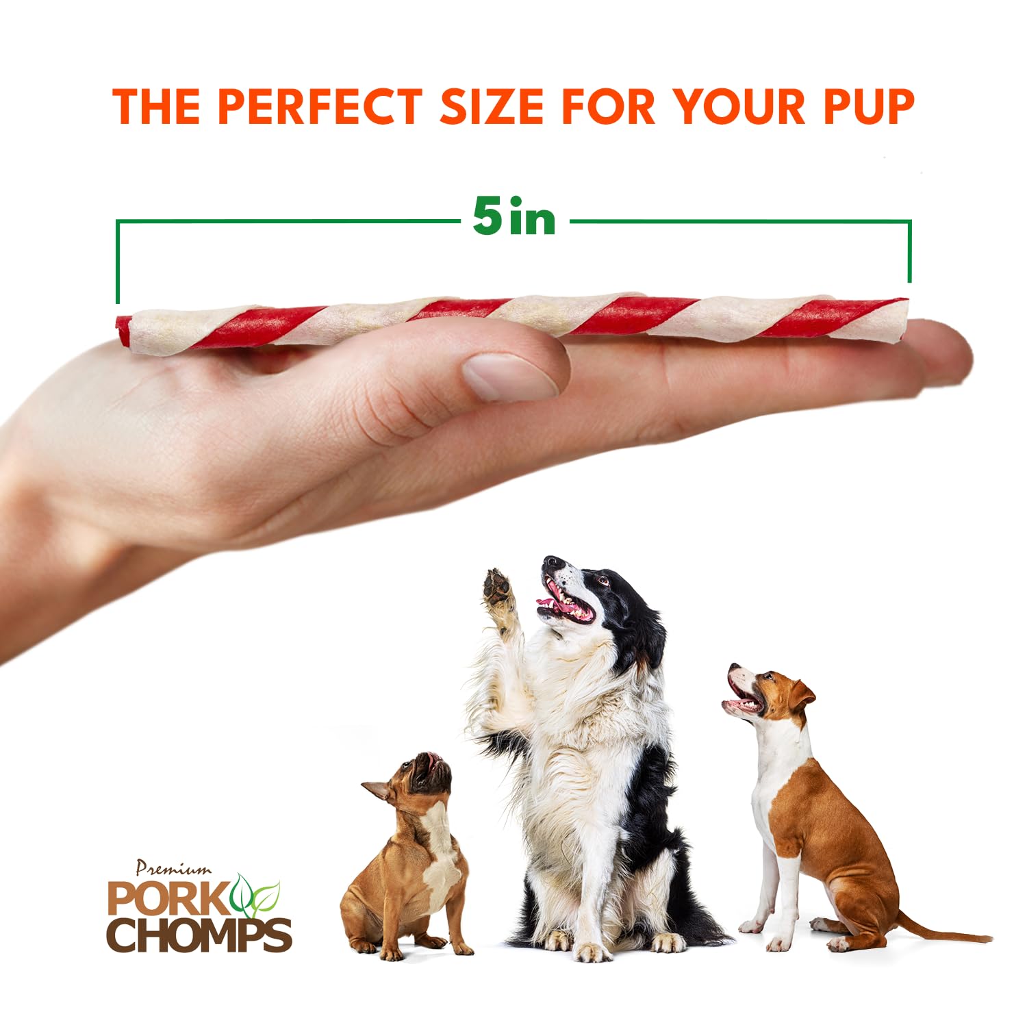 Pork Chomps sans peau brute, alternative naturelle et digestible pour chien.