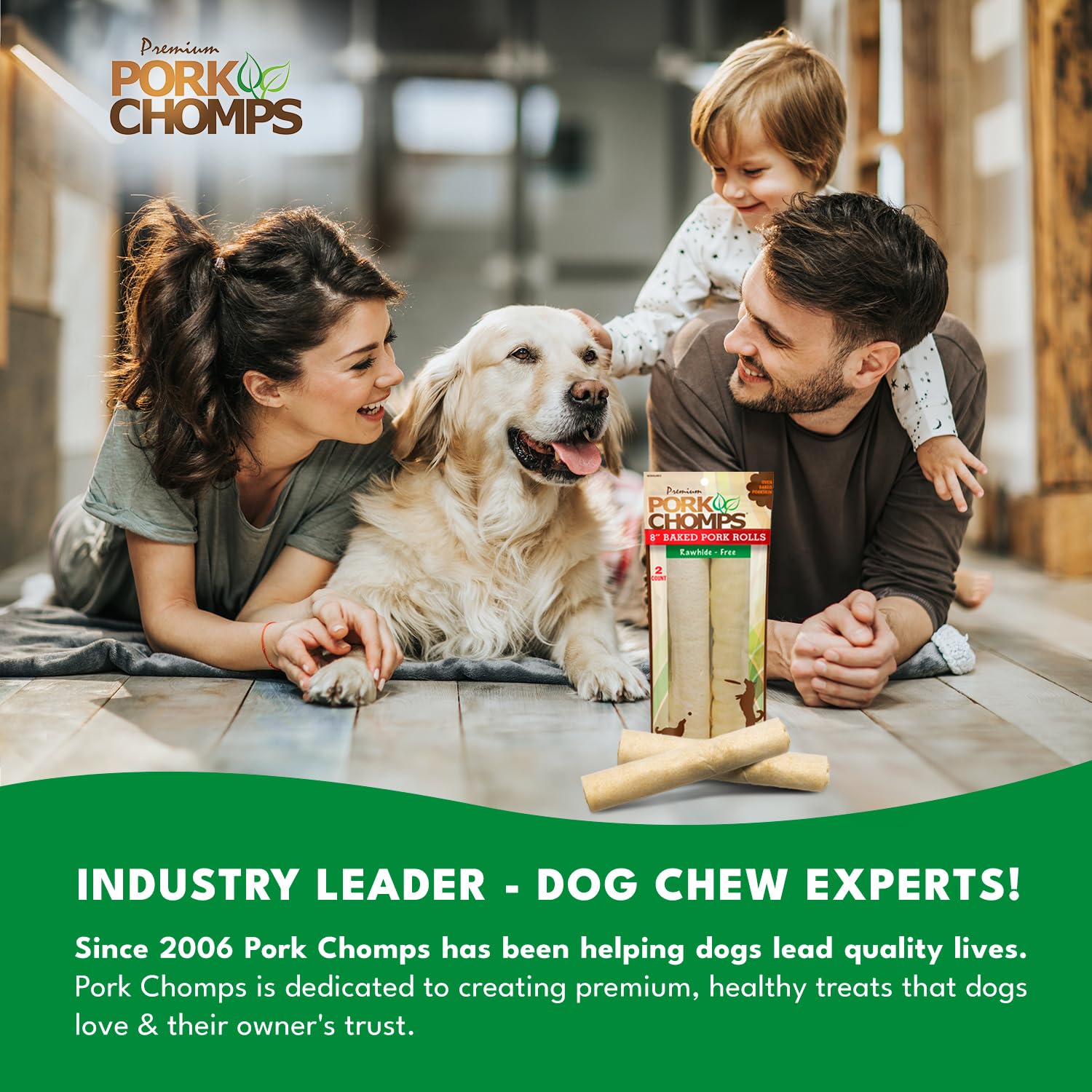 Pork Chomps Taille idéale pour chiens moyens et grands: ingestion sécurisée.