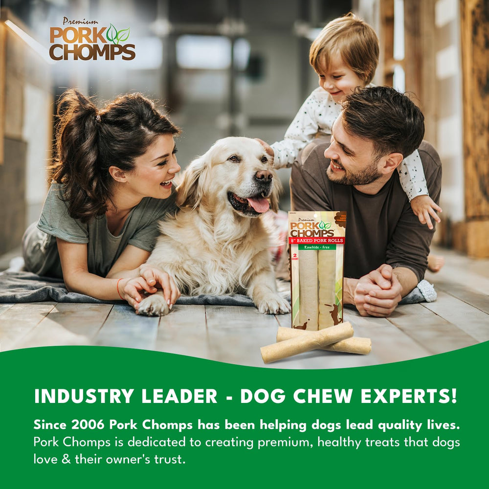 Pork Chomps Taille idéale pour chiens moyens et grands: ingestion sécurisée.