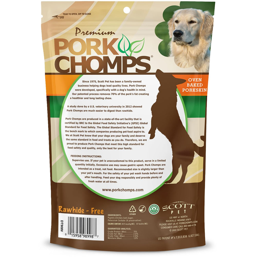 Pork Chomps tailles adaptees, convient aux chiens de toutes tailles.