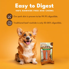 Pork Chomps: texture dense de peau de porc pour une mastication efficace.