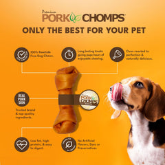 Pork Chomps texture-digestible haute-protéine, option saine pour chien.