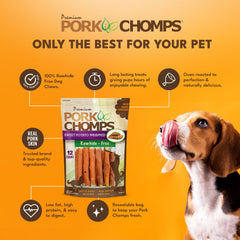 Pork Chomps : texture ferme des torsades pour des sessions de mastication prolongées.