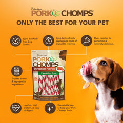 Pork Chomps texture ferme torsades, stimule la mastication et l’engagement.