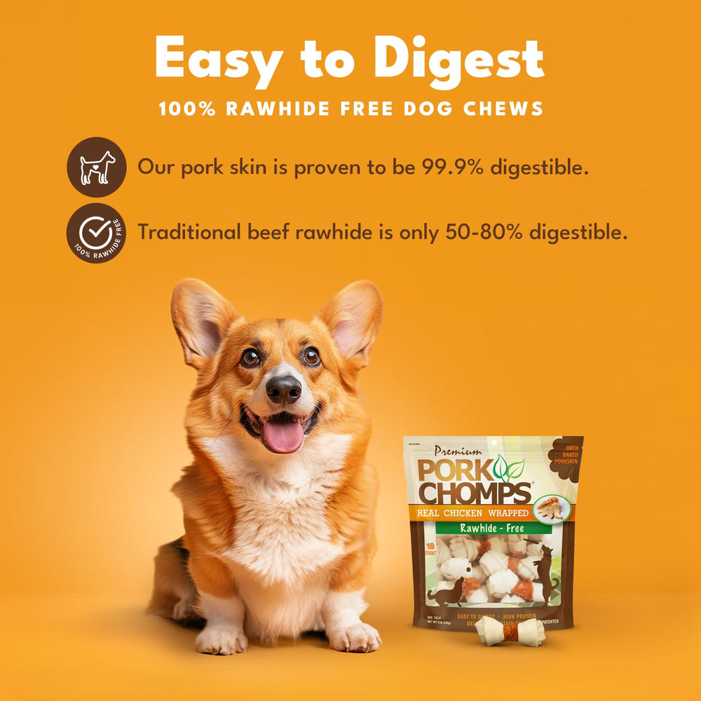 Pork Chomps : texture peau de porc cuite, goût naturel et digestibilité élevée.