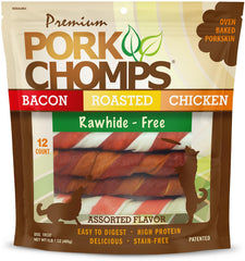 Pork Chomps torsades 6 pouces, saveurs variées, récompense longue durée pour chien.