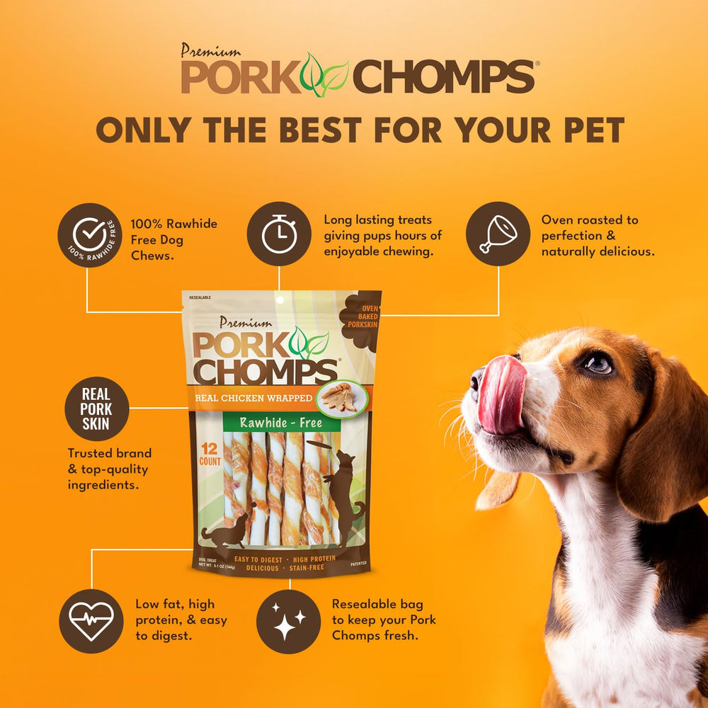 Pork Chomps torsades porc-cuit-au-four avec texture ferme.