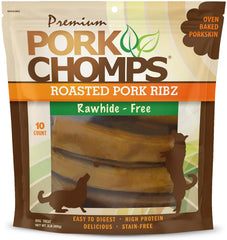 Pork Chomps: tranches côtes 6 pouces, friandise durable pour chiens actifs.