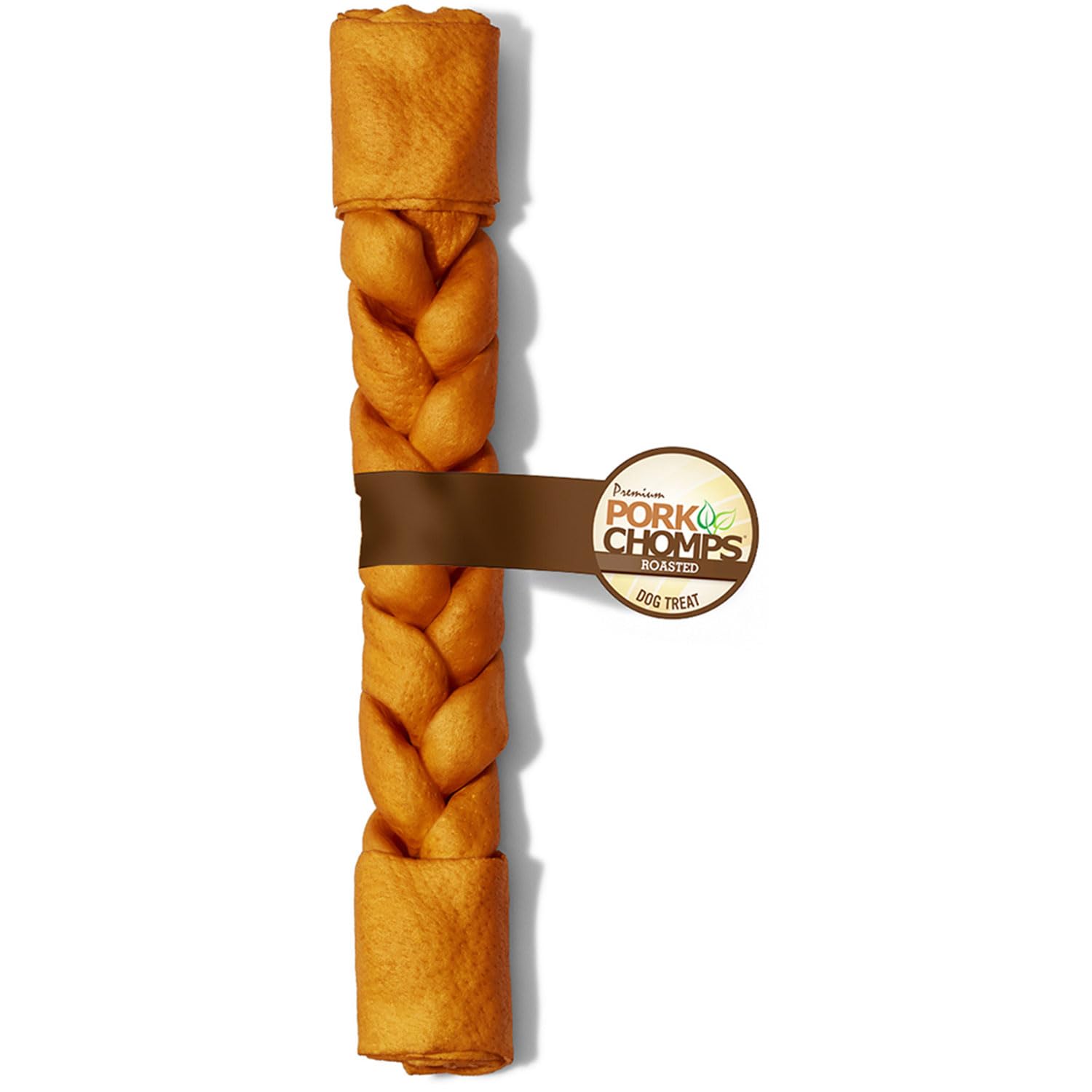 Pork Chomps tresse peau porc rôtie 10 pouces, friandise durable pour chiens actifs.