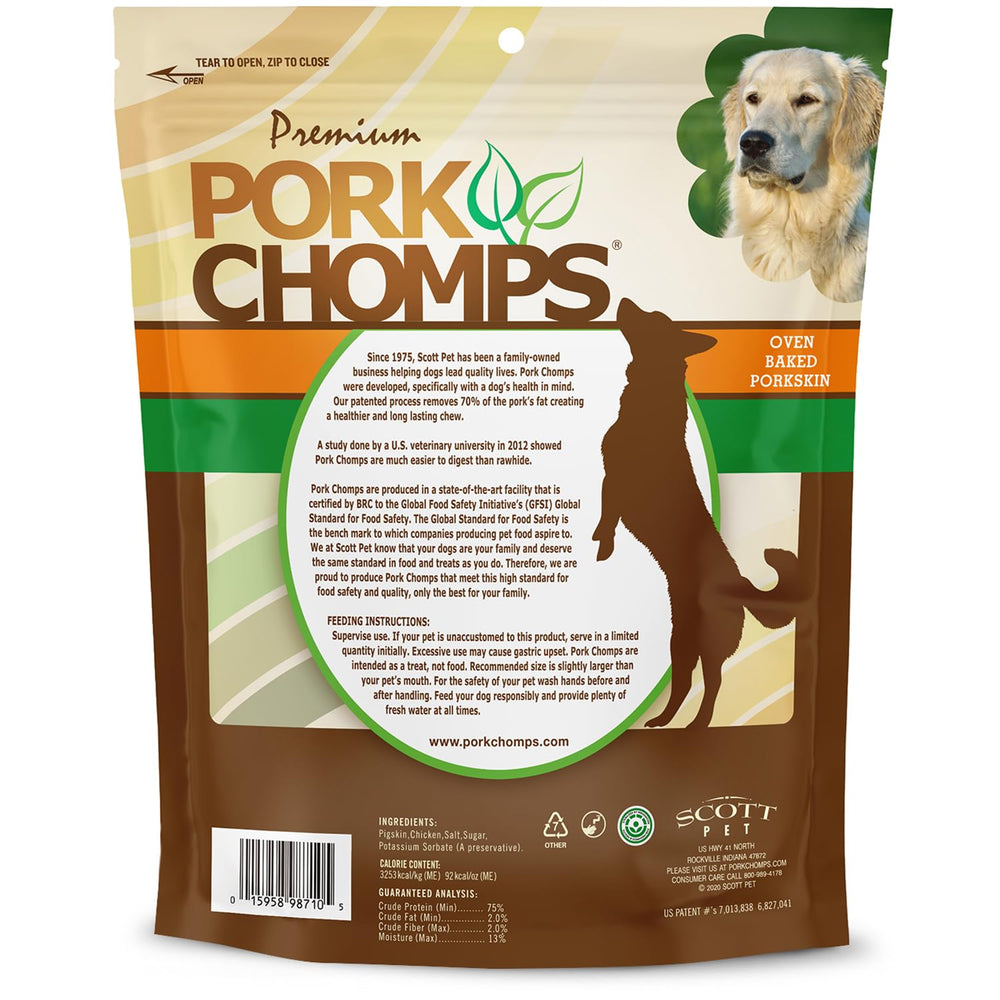 Pork Chomps: sans additifs artificiels, saveur naturelle et agréable pour chiens gourmands.
