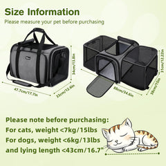 Pecute porte-chat extensible fermé pour un rangement compact et pratique.