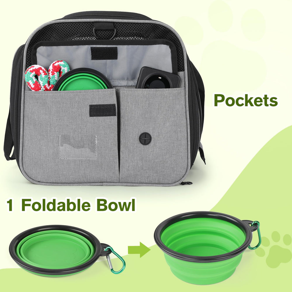 Pecute porte-chat sangle épaule incluse pour transport confortable.