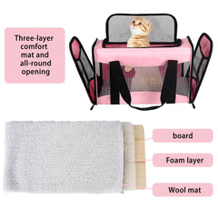 Porte-chat pliable et compact pour un rangement facile.