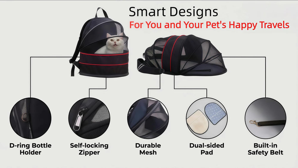 Porte-chien sac a dos bandes reflectissantes pour visibilite