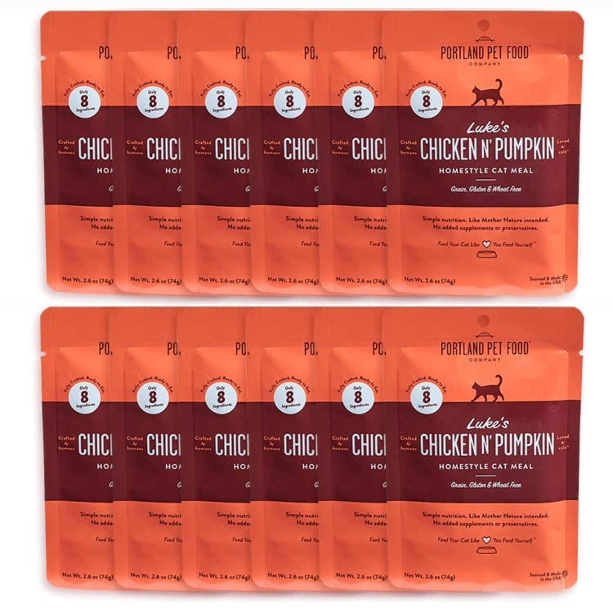 Poche chat Lukes Chicken Citrouille – texture humide et appétente (Portland Pet Food).