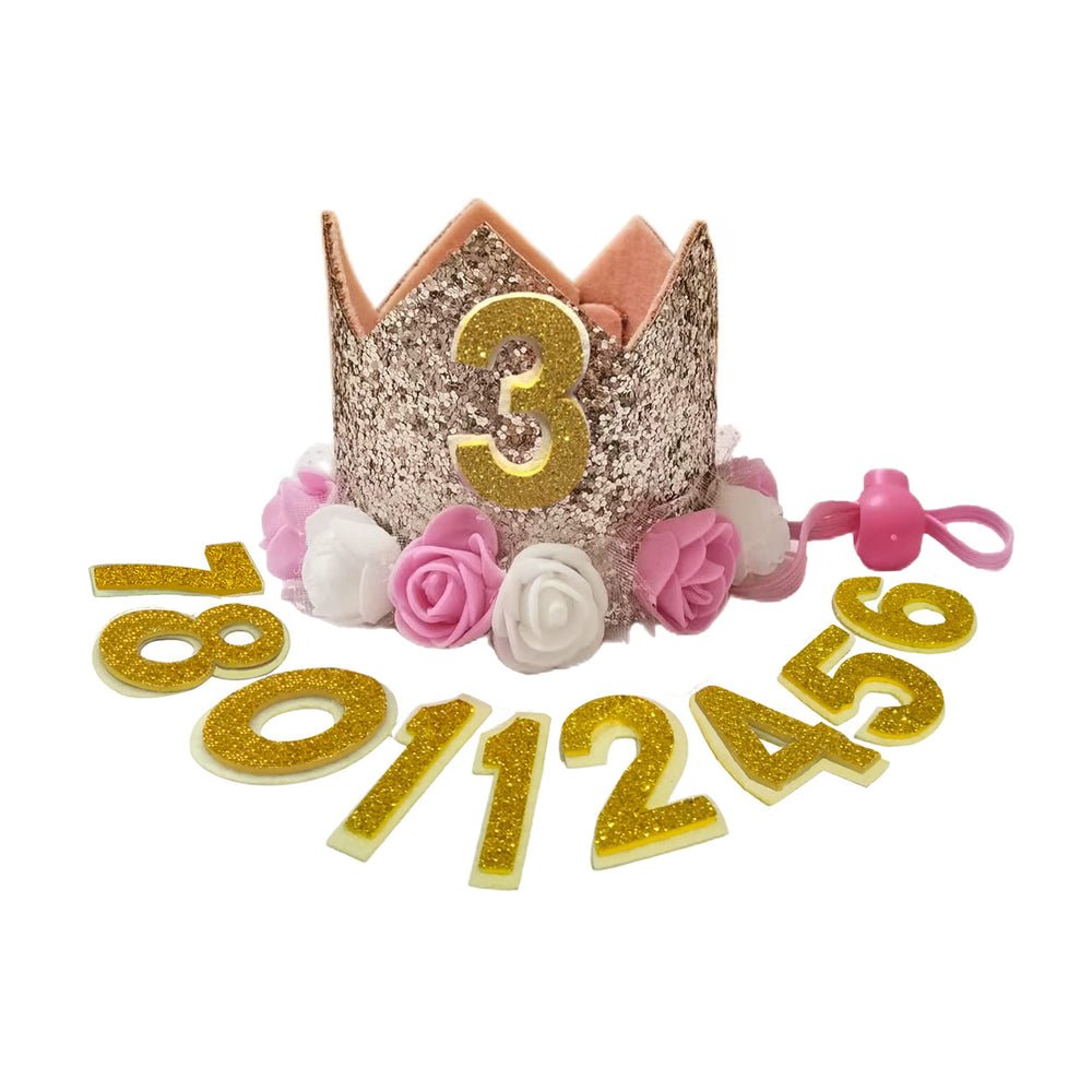 POSAPET chapeau-anniversaire-chien-or : accessoire festif pour séance photo.