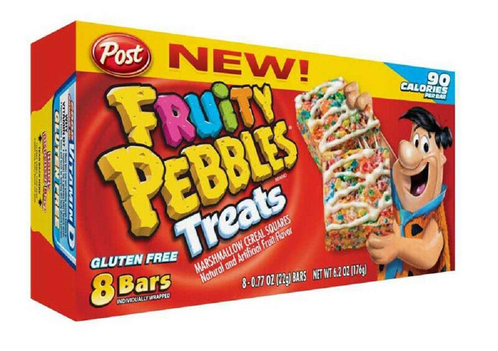 Post Fruity Pebbles Treats, boîte-8-carres, idéal pour un goûter rapide et convivial.