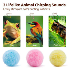 Potaroma balle-jouet-chat-sons-animaux stimule le sens de chasse et amuse votre chat.