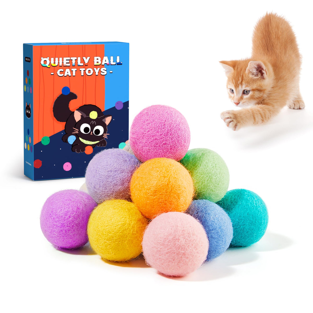 Balle chat Potaroma silencieuse de 1,6 pouces pour jeu intérieur sans bruit