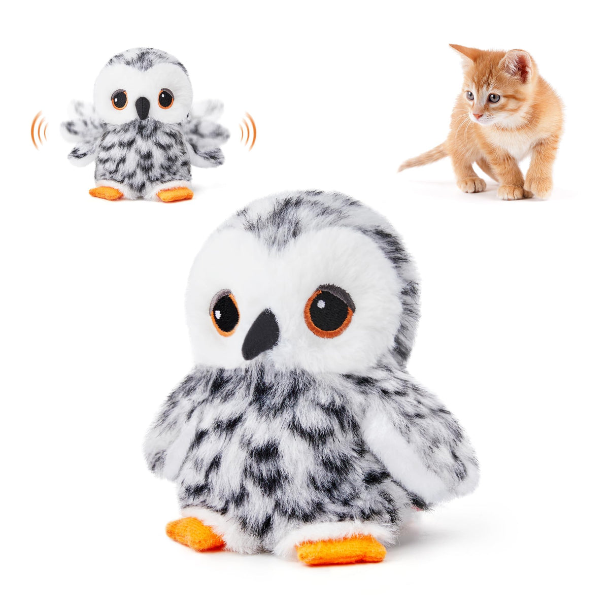 Potaroma hibou battement ailes: jouet interactif stimulant le jeu des chats