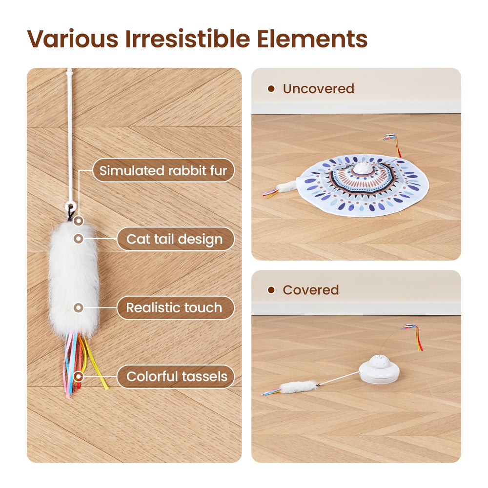 Potaroma Hide and Seek avec tassel poisson, divertissement interactif pour chat.