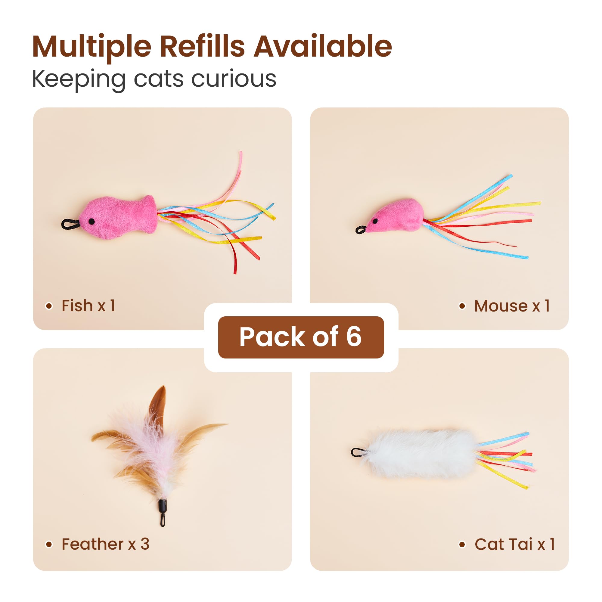 Potaroma Hide and Seek avec tassel souris, stimulation mentale et activité.