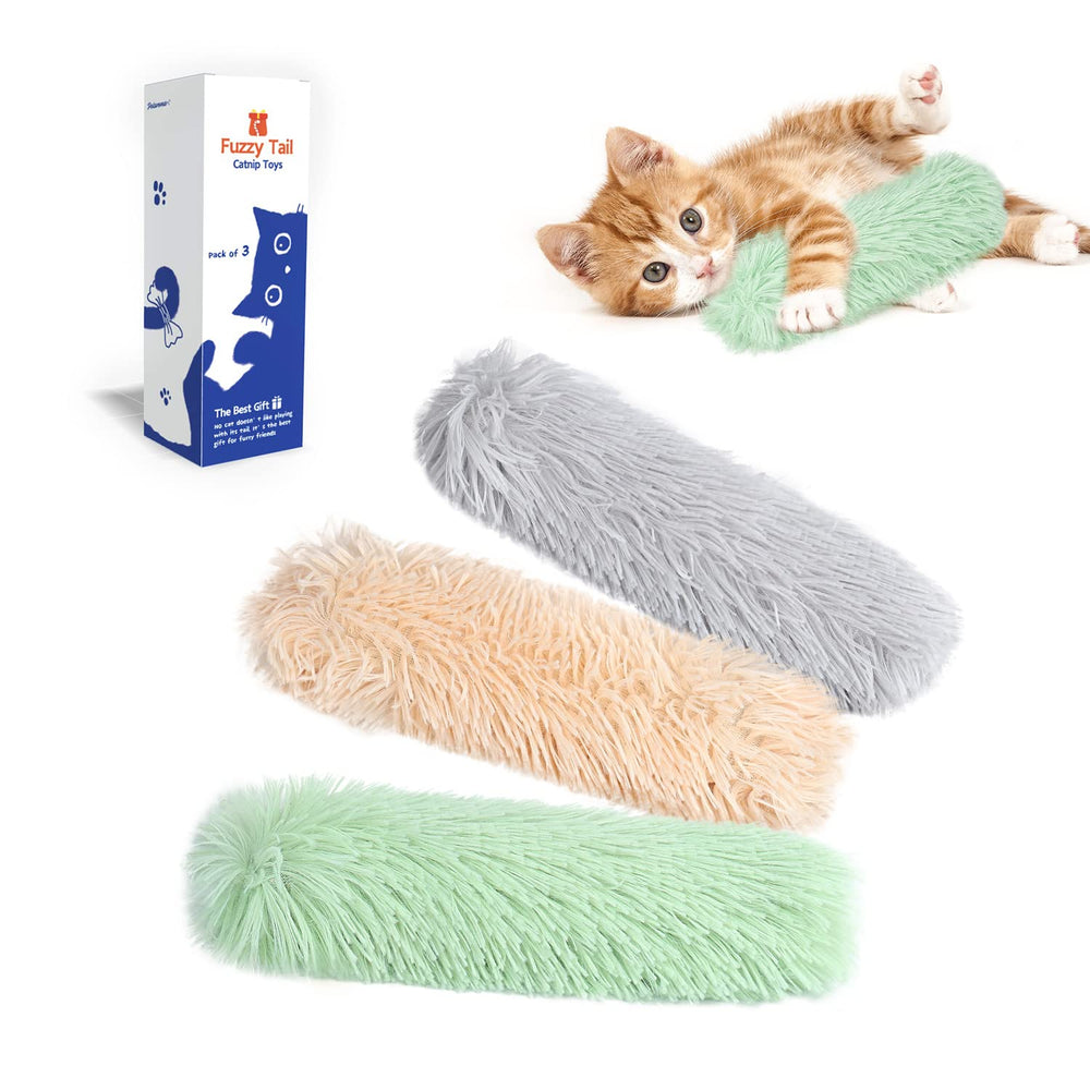Jouet oreiller Potaroma avec herbe à chat et bruit crissant, stimulation ludique.