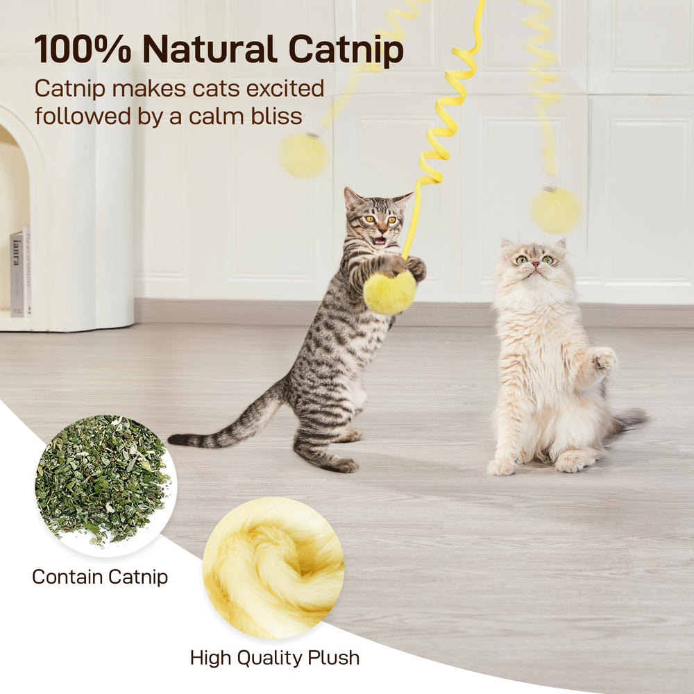 Potaroma jouet teaser suspendu jaune, jeu autonome pour chats actifs.