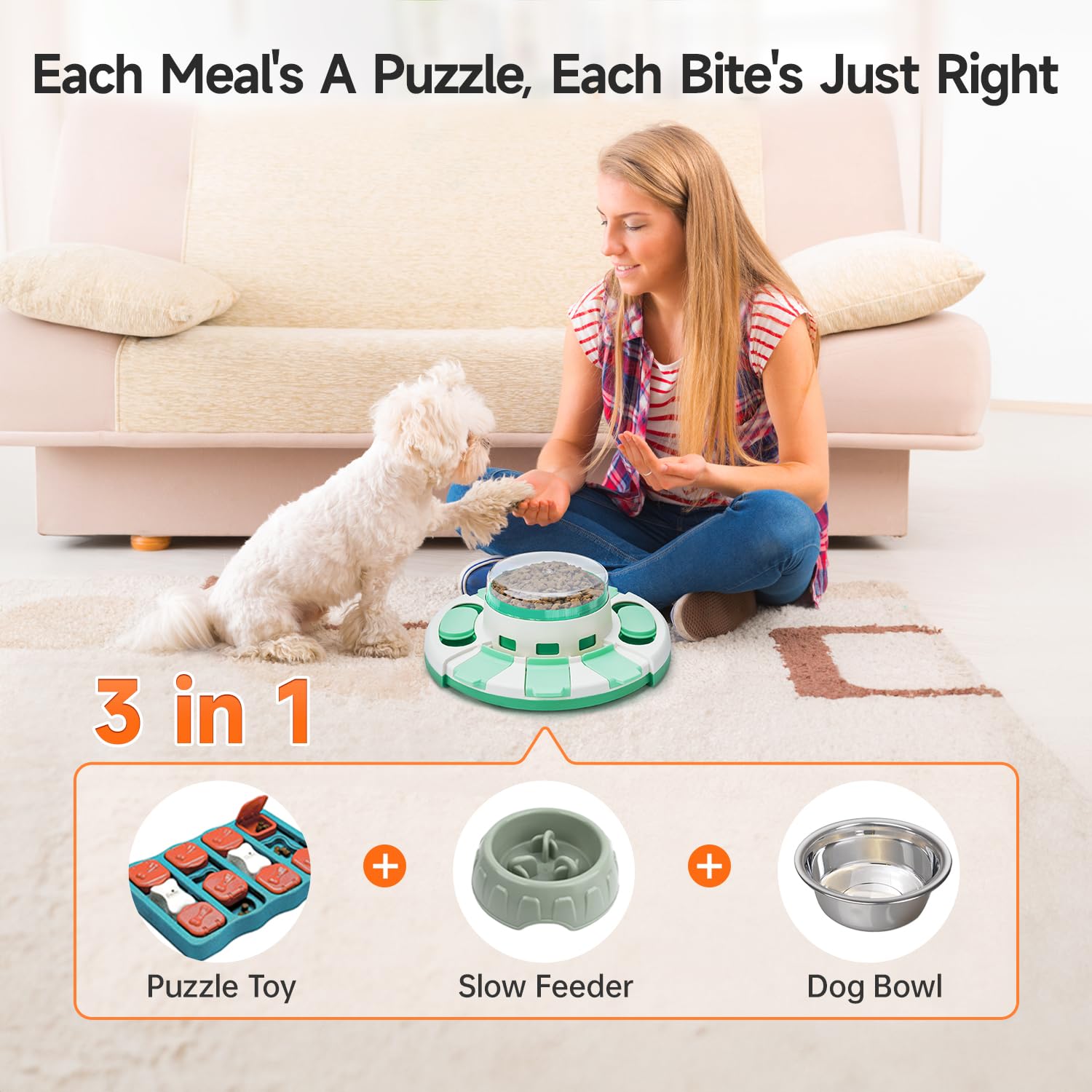 Potaroma jouet puzzle chien reservoir supérieur transparent, récompense précise lors du jeu.