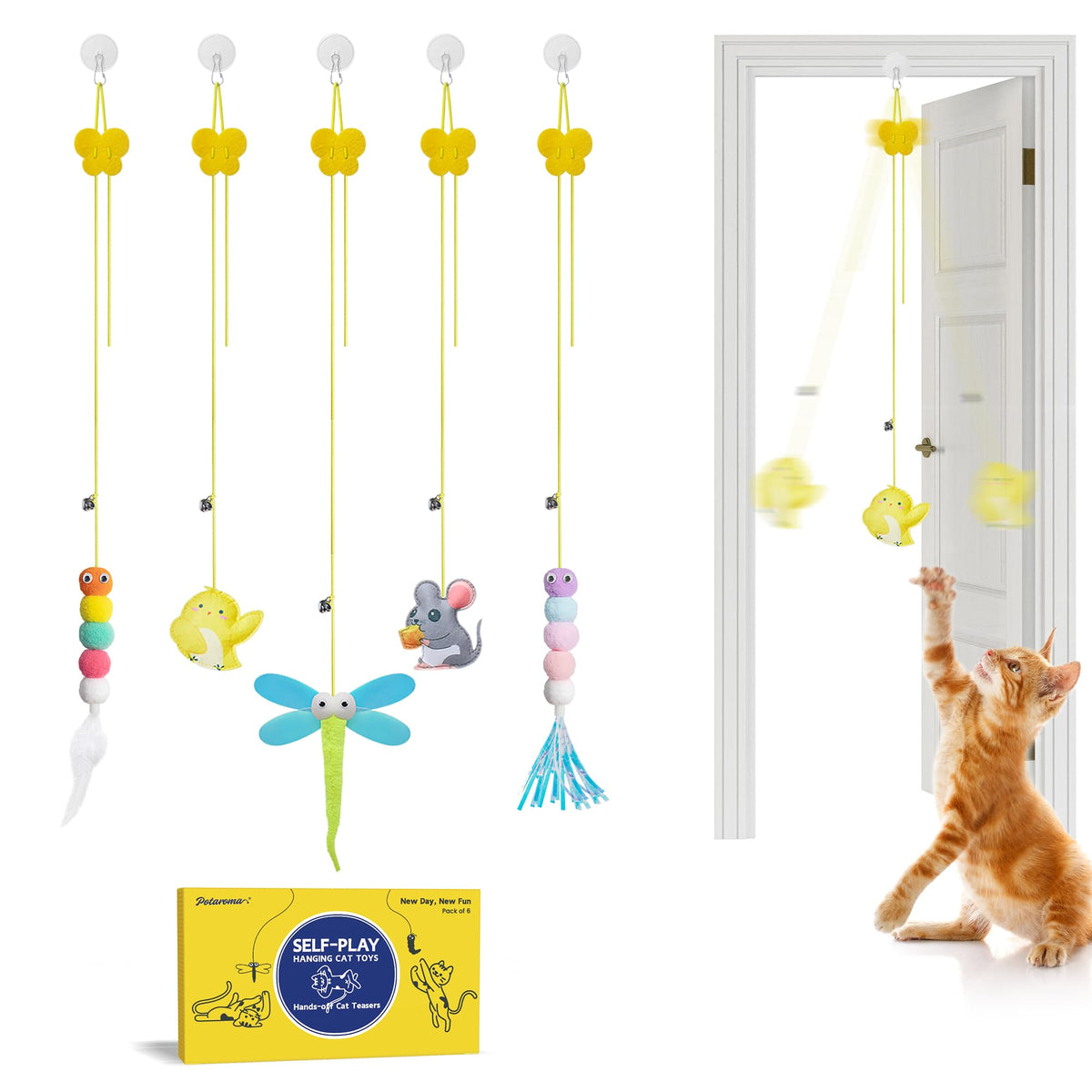 Potaroma jouets chat plumes interactifs, ensemble de 5 pièces pour divertissement autonome.