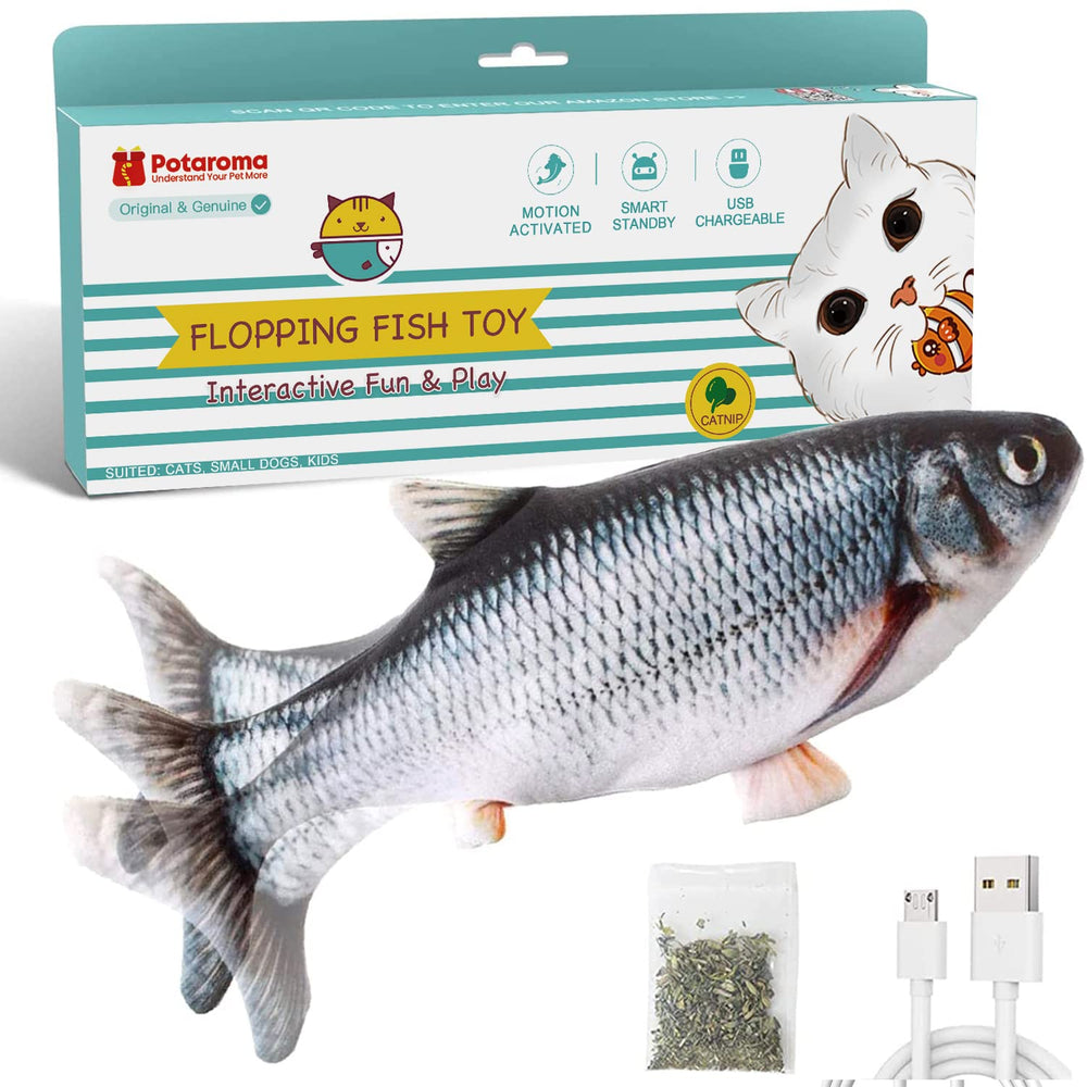 Potaroma Poisson qui bascule réel pour chats, stimule l'activité et l'attention.